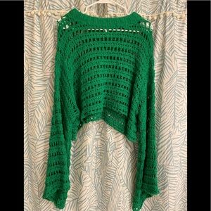 Free People Green Crochet Sweater